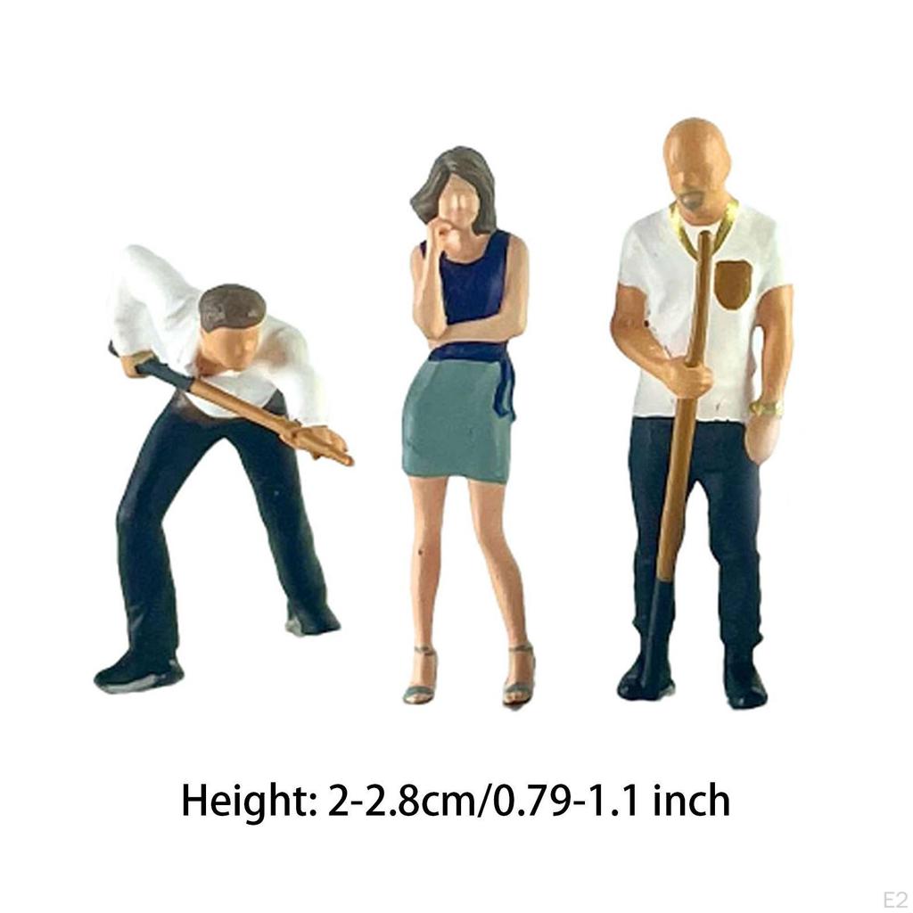 3x 1/64 People Model Miniature Scenes Movie Props Role Play Figure Resin Landscape Decor