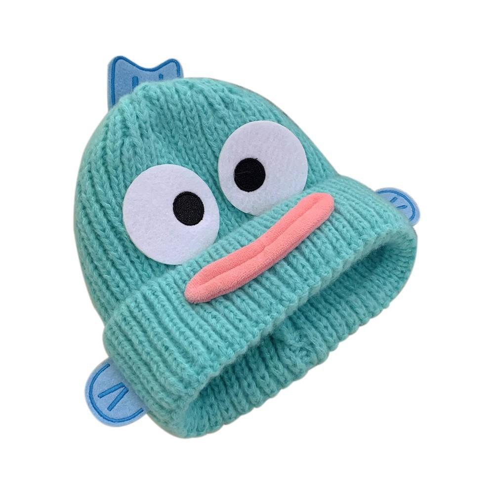 Hässliche Fischmütze Damen Herbst- und Winter-Wollmütze lässt ein kleines Gesicht sehen und hält warm Strickmütze süß hässlich süß lustig Ohrenmütze