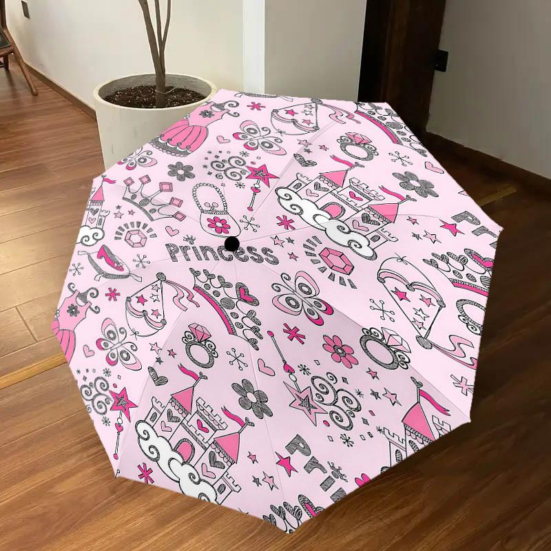 1PC Princess Prince Umbrella-8-Rib Reinforced Portable Folding Travel Suitable for All Seasons Outdoor Daily Use -J0351