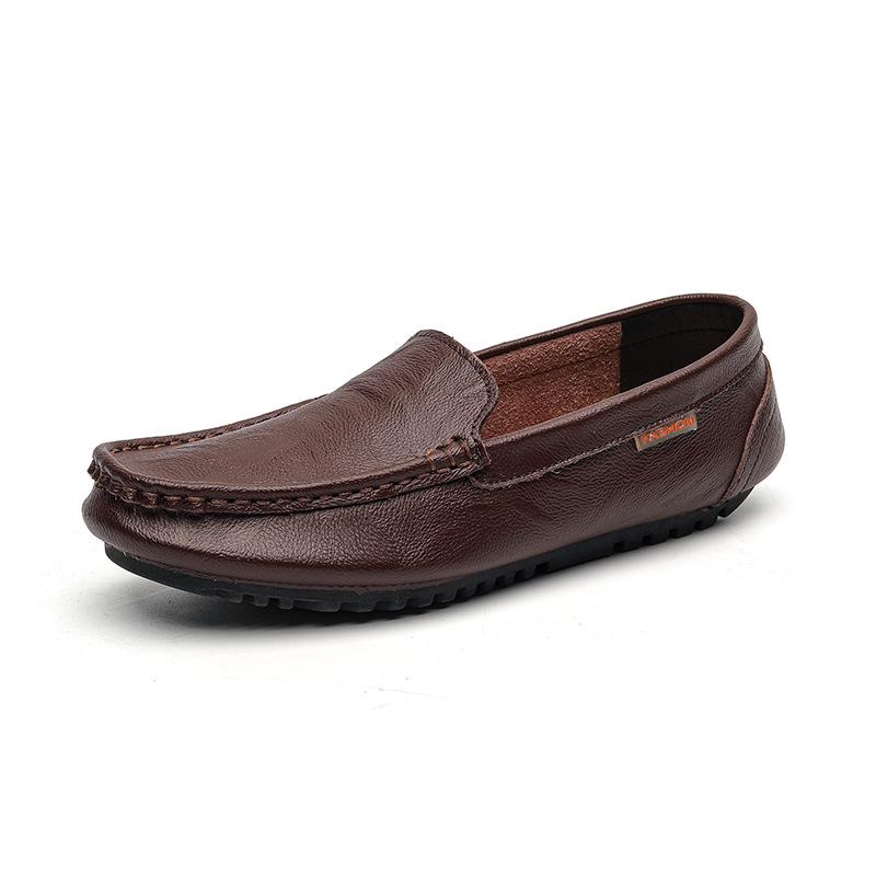 Men s Slip-on Casual Leather Moccasins - Breathable British Style, Large Size 39