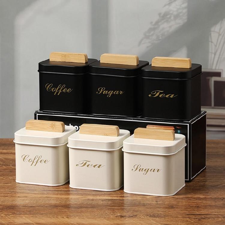 Bamboos Lid Canister For Coffee Bean Loose Teas and Candy Food Storage Container Jar Kitchen Organization Tool