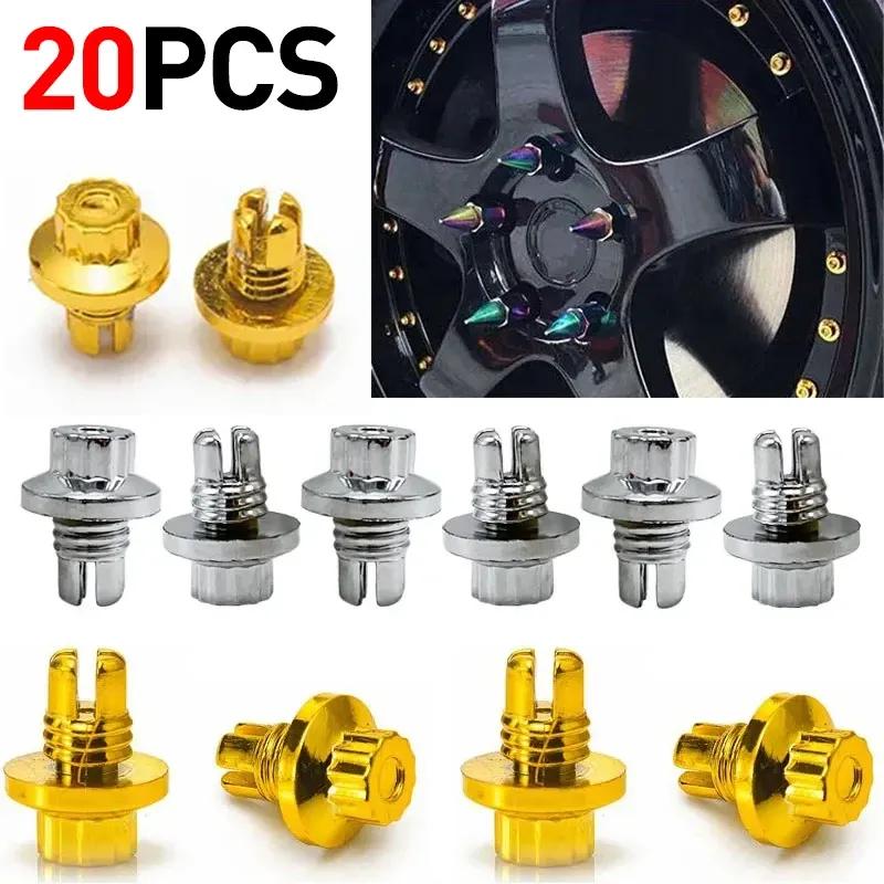 Car Tire Screws Wheel Hub Decorative Plastic Screws Tire Refit Flat-Head Polished Surface Wheel Rims Cap Lip Screw Bolt Styling