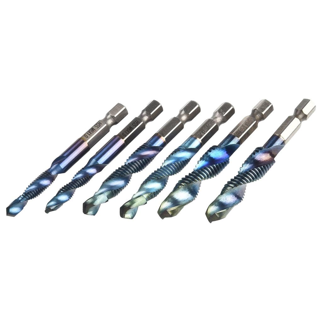Hex Shank Plated Screw Thread Drill Bits Wide Spiral Groove High Efficiency