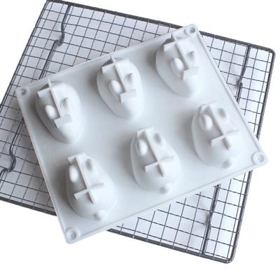 Molde de Silicone 3D Coelho para Bolo Molde para Decoração de Bolo Para Assar Mousse 6 Formas