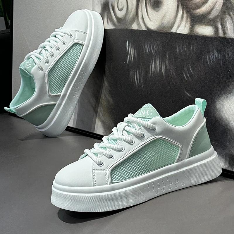 Fashion Original mens sneakers Fashion Comfortable Hiking shoes Summer Hollow mesh breathability Leisure flat white Shoes masculi