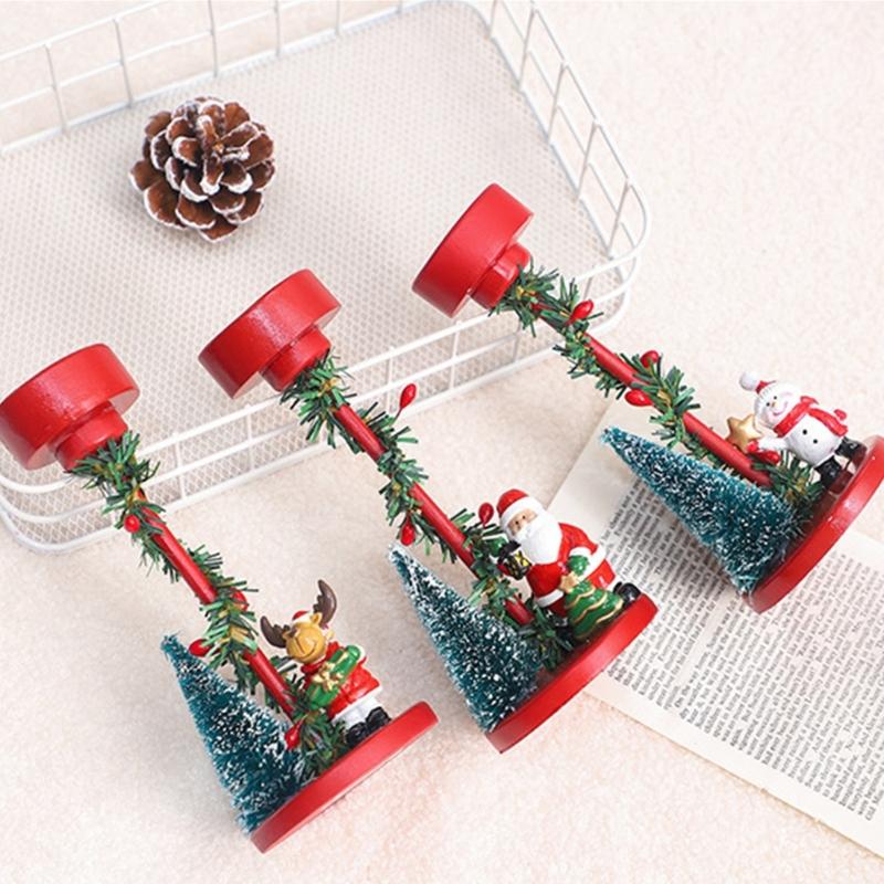 Elegant Christmas Themed Candle Holder Resins Constructions Candle Stand for Home and Office Decoration