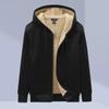 Men's Hooded Lambskin Cardigan Jacket - Japanese Style, Warm, Velvet-Lined, Loose Fit, Plus Size
