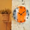 , Rustic Orange & Grey Gradient Pattern Wooden Wall Clock, Silent Non-Ticking, Ideal For Gift, Living Room & Bedroom Decor