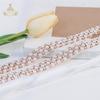 New Arrival Blingbling Yardage Strip Shape Iron on Crystal Rhinestone Break Line Hot Fix Design Patch Pearl Bead Applique