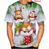 3D printed men's and women's T-shirts, short sleeved Christmas T-shirts, neutral casual Santa Claus cartoon T-shirts