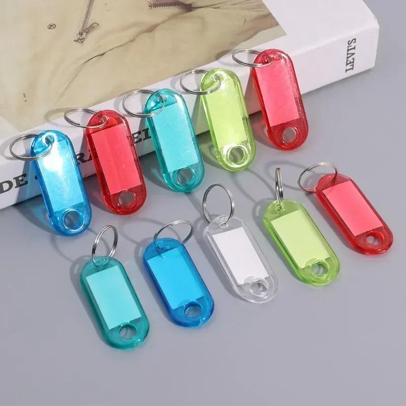10-100pcs/lot Tough Plastic Key Tags with Split Ring Label Window for DIY Key Chain Kit Numbered Name Baggage Luggage Tags