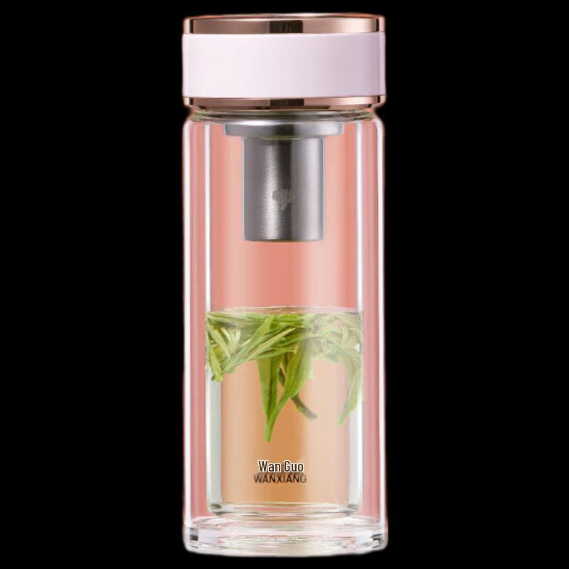 WANXIANG Double Wall Glass Tea Infuser Tumbler