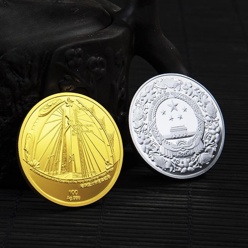 The opening of the Zhuhai Hong Kong Macau Bridge, commemorative coins, couplets, gold and silver medals, and collectible gifts