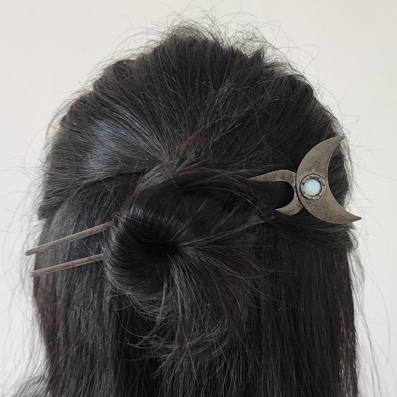 Witch Sword Crescent Moon Goddness Hair Stick Pagan Occulet Hairpin Amulet Spirit Hair Jewelry For Women