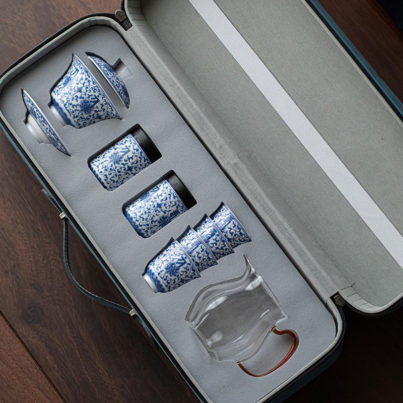 Dehua Blue & White Gongfu Tea Set – Ideal for Festivals, Housewarming, Corporate Events, Annual Meetings, and Customized Souvenirs