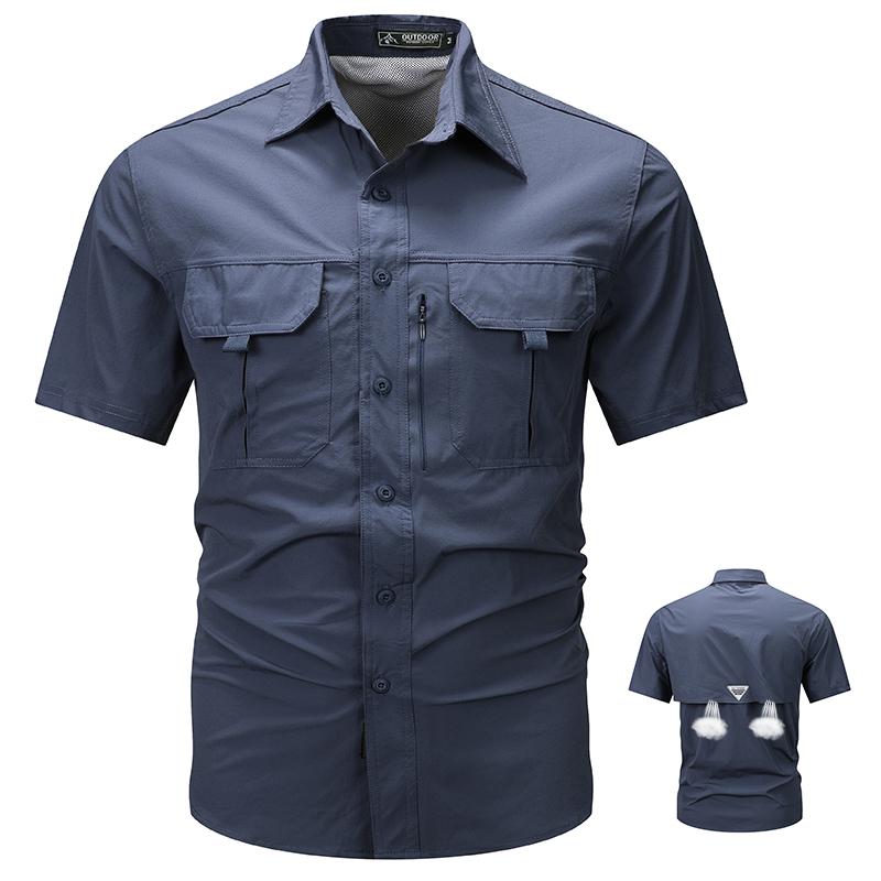 Sommer Herren Kurzarmhemd Atmungsaktiv Taktisches Arbeitshemd Tops Outdoor Casual Schnelltrocknend Multi-Pocket Camping Cargo Shirts