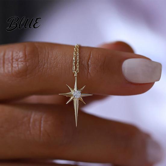 Versatile Style Necklace Mini Eight-Pointed Star for Women Rhinestone Polished