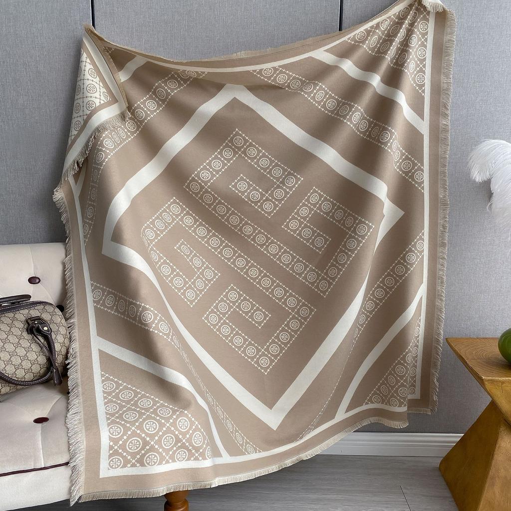 Imitation Cashmere Scarf Women'S Shawl Travel Decoration Square Scarf Letter Air Conditioner Warm Cloak Thickened Scarf