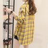 Women's Spring Autumn Large Size Long Sleeve Shirts Female Vintage Loose Plaid Coats Turn Down Collar Button Tops Blouses