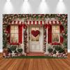 LS 2026 Valentine's Day Store Photography Backdrop Lover Red Heart Wreath Shop Spring Floral Decors Kids Photo Background