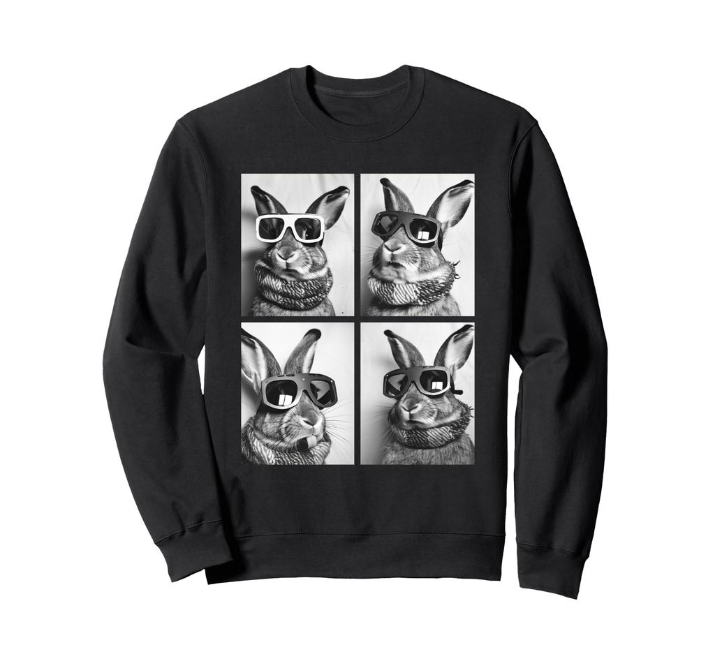 Cute Hare with Snow Goggles Funny Forest Animal Winter Sweatshirt