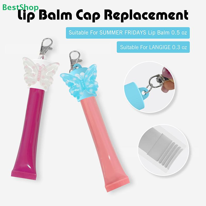 Cute Butterfly Keychain Hand Sanitizer Holder - Portable Travel Keychain Cap for Lipgloss and Balm