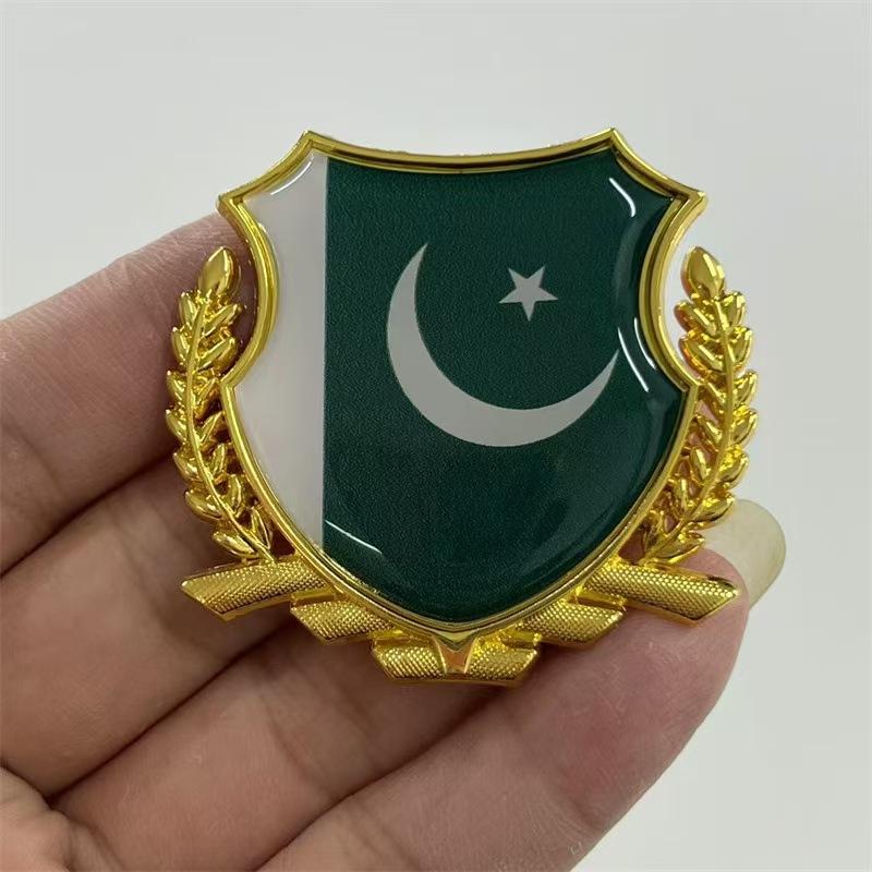 Car sticker national flag metal Pakistan car sticker side mark personalized 3D car emblem decorative sticker scratch cover 1pc золотой