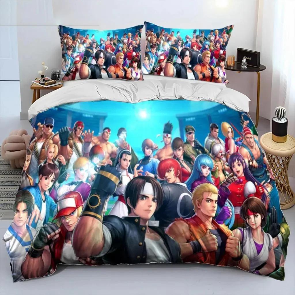 Game King Of Fighters Retro Bedding Set Boys Girls Twin Queen Size Duvet Cover Pillowcase Bed Kids Adult Home Textileextile Tool