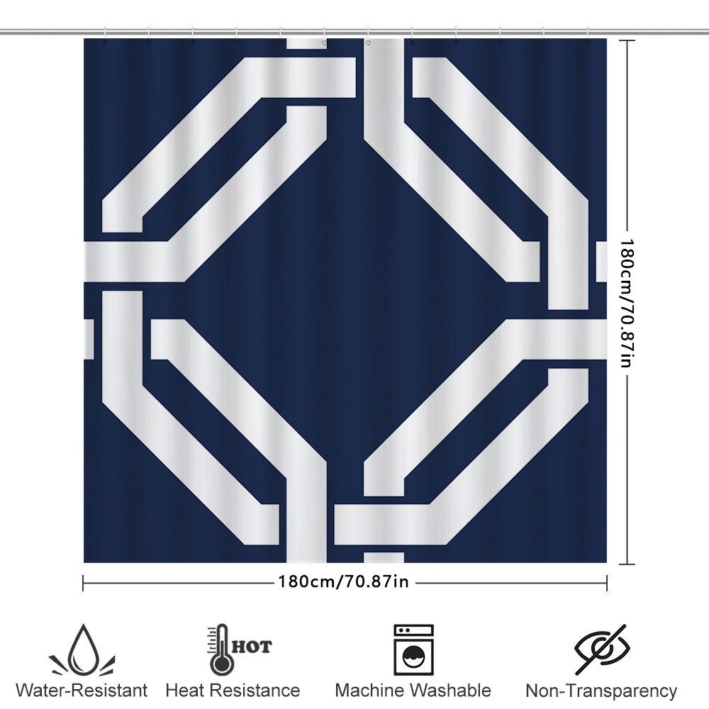 Unique Blue And White Shower Curtain With Modern Design Waterproof Fabric For Bathroom Decorations