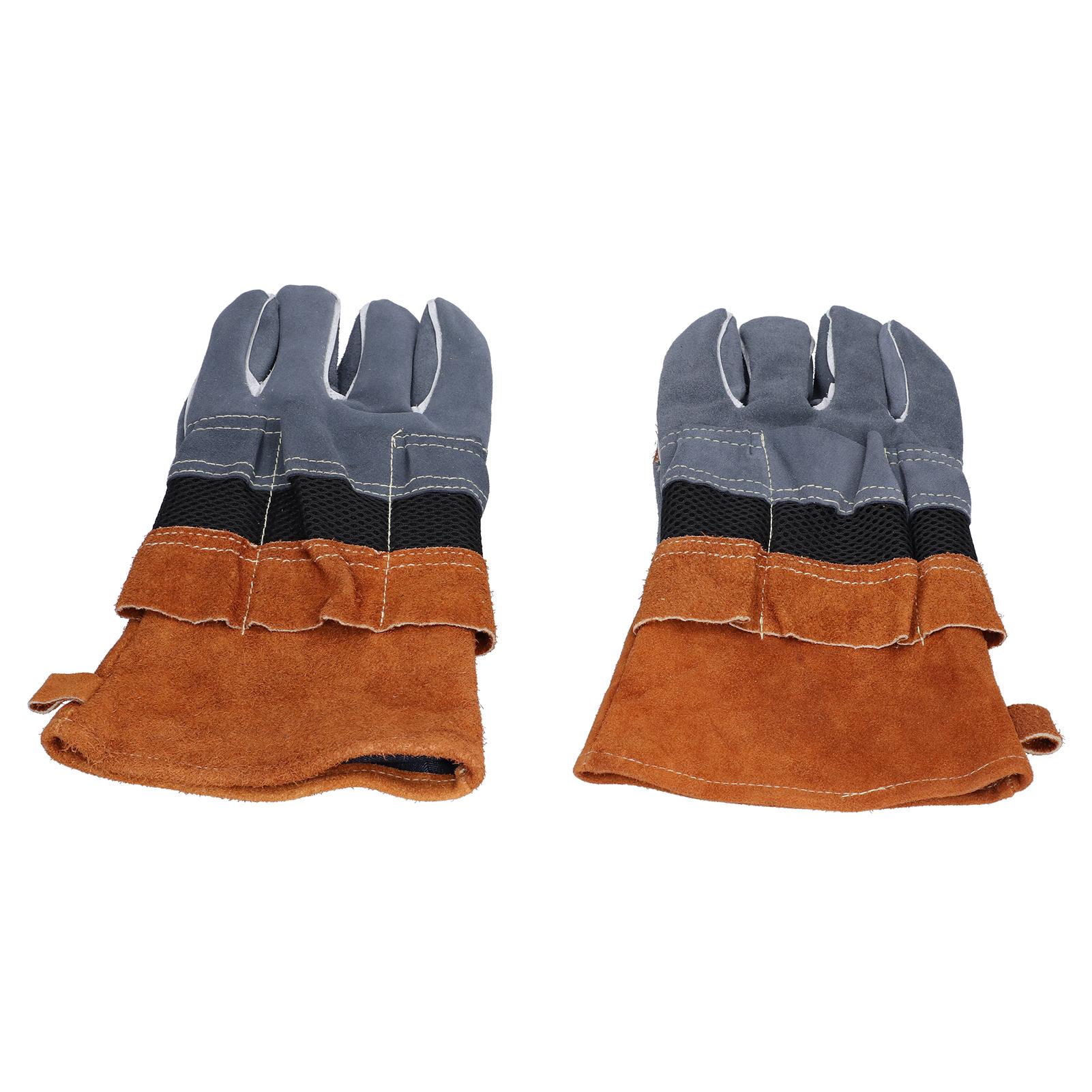 AntiScalding Gloves Cowhide High Temperature and Fire Resistant Protective Gloves for Camping Barbecue Microwave Type 1