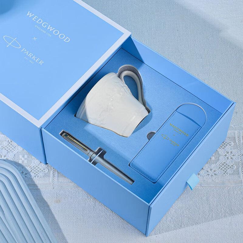 Wedgwood Joyful Holiday Mug Set & Parker Vector XL Pen Gift Set