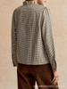 Houndstooth Ruffle Stand Collar Side-Opening Shirt for Commuting and Parties