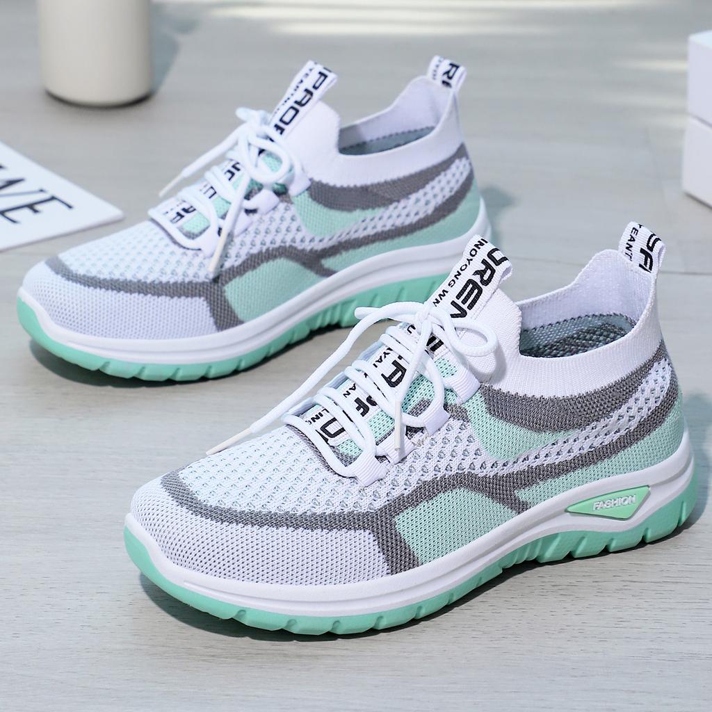 Shoes women's shoes versatile large size casual shoes flying woven single shoes thick sole not tired feet heightening shoes breathable mesh shoes