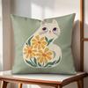 Boho Cats Art Cushion Cover Natural Linen Organic Fabric DoubleSided Printing Couch Pillow Covers Home Decor