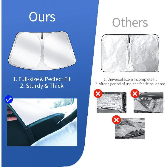 Upgraded Sunshade, Improved UV Protection Fabric, Foldable Front Sun Shade,  Accessories For Tesla Model 3/Y/Y Juniper 2016 To 2026
