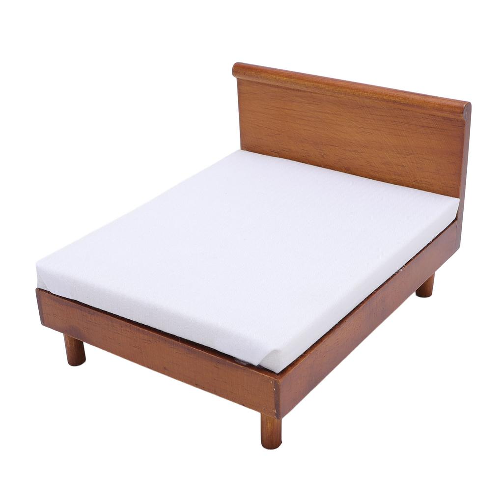 1:12 Wooden Dollhouse Bed Detailed Realistic High Simulation Miniature Furniture Bed for Home Decor