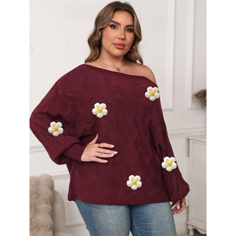Damen Sexy Off-Shoulder Irreguläres Top Fledermausärmel Lockerer Pullover für Damen in Übergröße