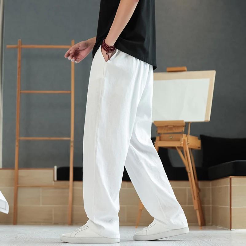2026 Spring Summer Loose Linen Pants Men Casual Pants Men Thin Straight Breathable Pants Men Retro Comfortable Loose Trousers