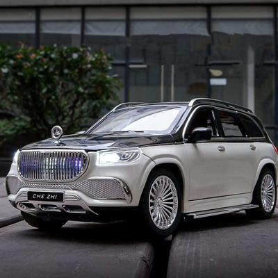 1:Modelo de coche de lujo Maybach GLS600 de aleación de 24 pulgadas, simulación de coche de juguete de metal fundido a presión, modelo de coche con sonido y luz, juguete para niños, regalo para niño, colección de adornos.