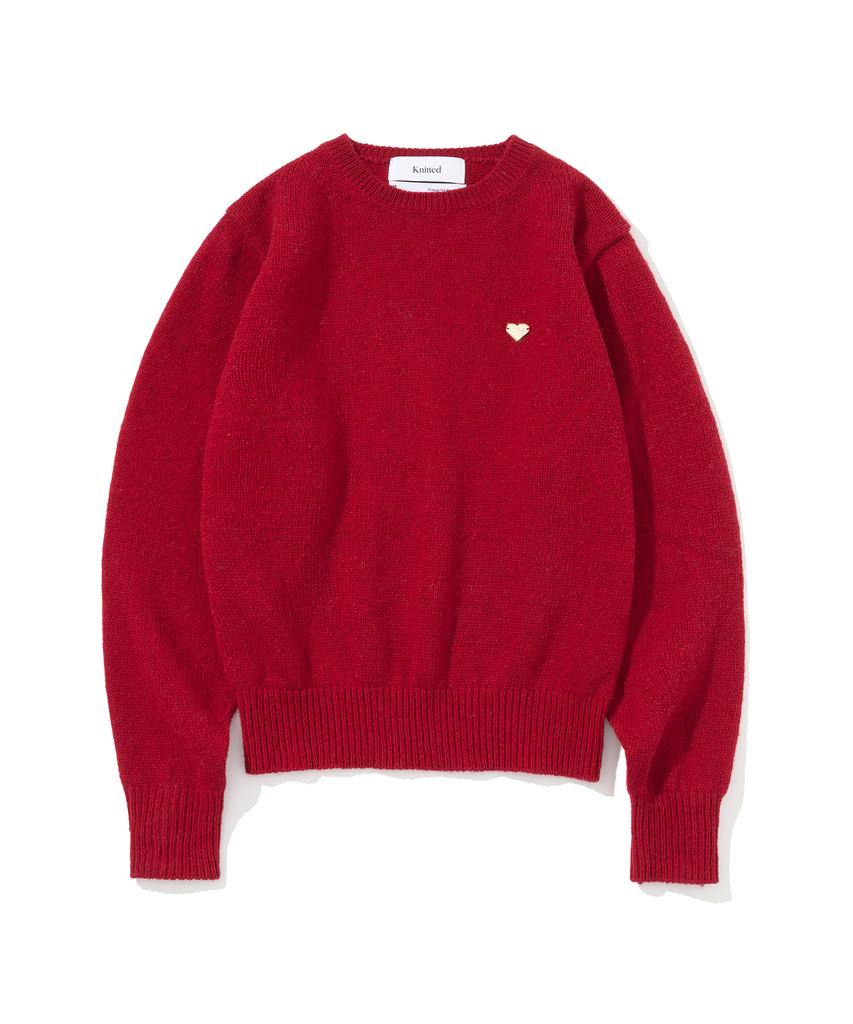 KNITTED (W) Shaggy Dog 100% Wool Round Knit Red