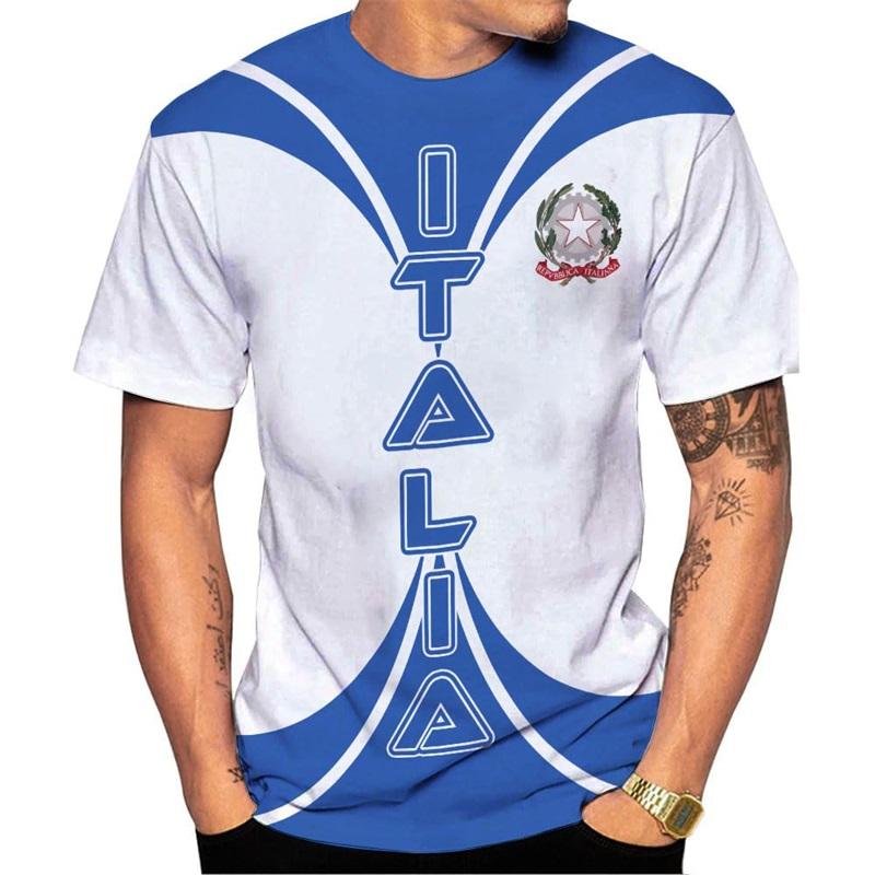 Italy Flag Graphic Men's T-shirts 3D Print Italian National Emblem T-shirts Streetwear Oversized Short Sleeve Tops