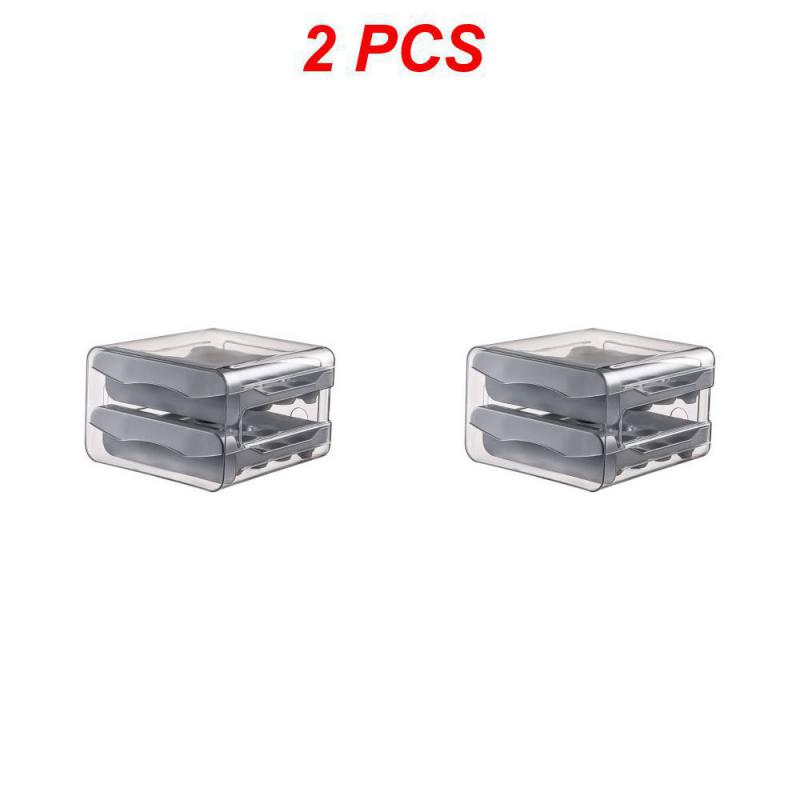 Refrigerator Egg Storage Organizer Egg Holder for Fridger 2-Layer Drawer Type Stackable Storage Bins Clear Plastic Egg Holder