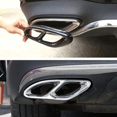2pcs Gloss Black Steel Exhaust Trims For Mercedes Benz GLC C E-Class C207 Coupe 2014-2017 W212 W213 W205 X253 C180 C200 Car
