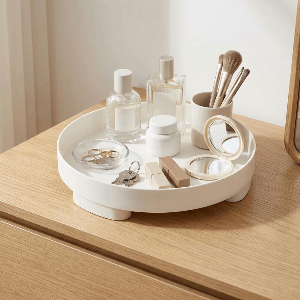 Nordic Style Round Storage Tray Plastic Simple Jewelry Display Tray Multi-purpose Minimalist Desktop Sundries Organizer
