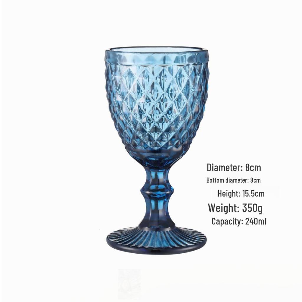 Vintage Embossed High-Footed Red Wine Glass with Bubbles - Wedding Decoration, Child-Friendly, Thickened Design