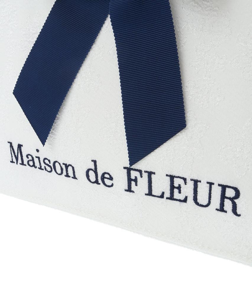 Maison de FLEUR Line Ribbon Jacquard Square Tote Bag, Weiß, F Tote Bag, 08000481500