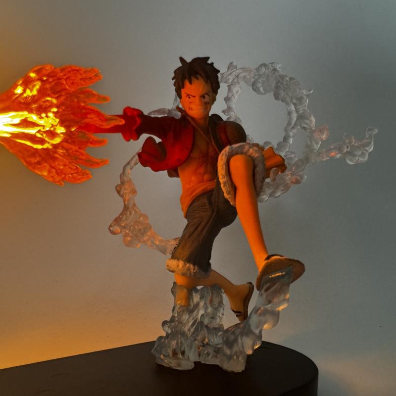 ONE PIECE peripheral figure, night light version, fire fist Luffy statue, fire fist Ace doll model ornament two-dimensional element