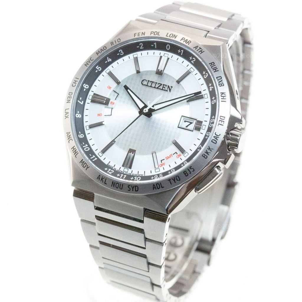 Citizen Attesa Direct Flight ACT Silver Eco-Drive Radio-Controlled Watch, Line, CB0210-54A, Men's,