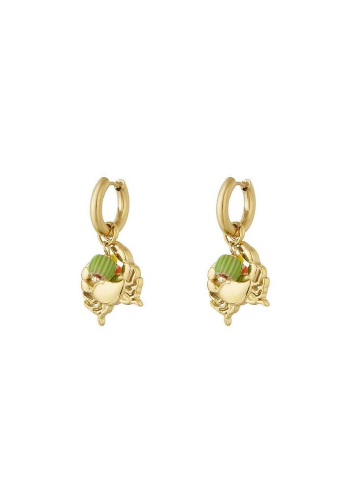18K Gold-Plated Stainless Steel Crab Flower Ocean Earrings