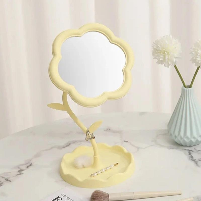 

Дзеркало-квітка Дзеркало для макіяжу Настільне дзеркало Настільне дзеркало для гуртожитку Спеціальної форми Дзеркало для макіяжу на туалетному столику Дзеркало для макіяжу для дівчат жовтий